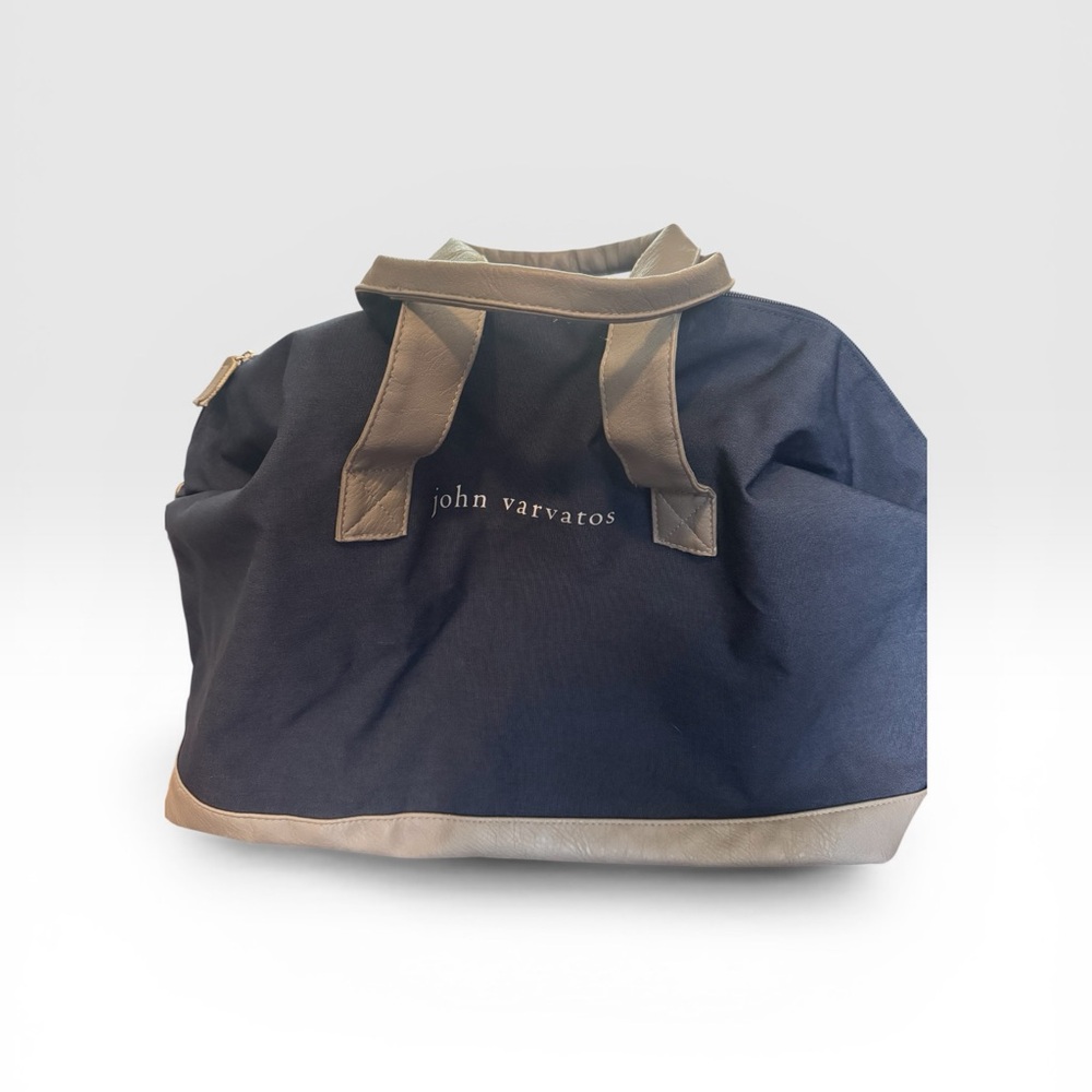 John Varvatos Navy and Gray Canvas Duffel